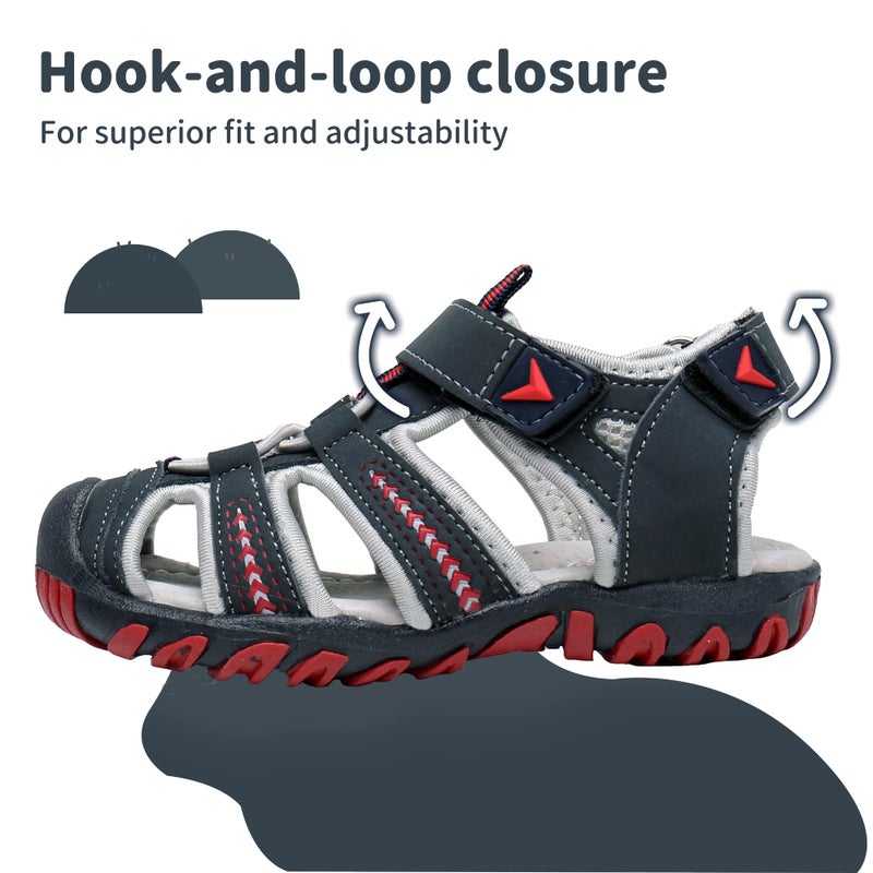 Apakowa Kid's Boy's Soft Sole Close Toe Sport Beach Sandals (Toddler/Little Kid) (Color : Gray, Size : 11 M US Little Kid) - Image 3